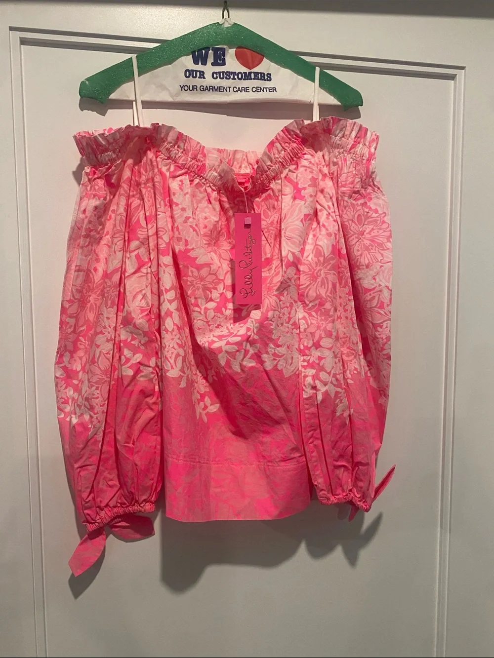 Lilly Pulitzer Pink & White Floral Off-Shoulder Blouse